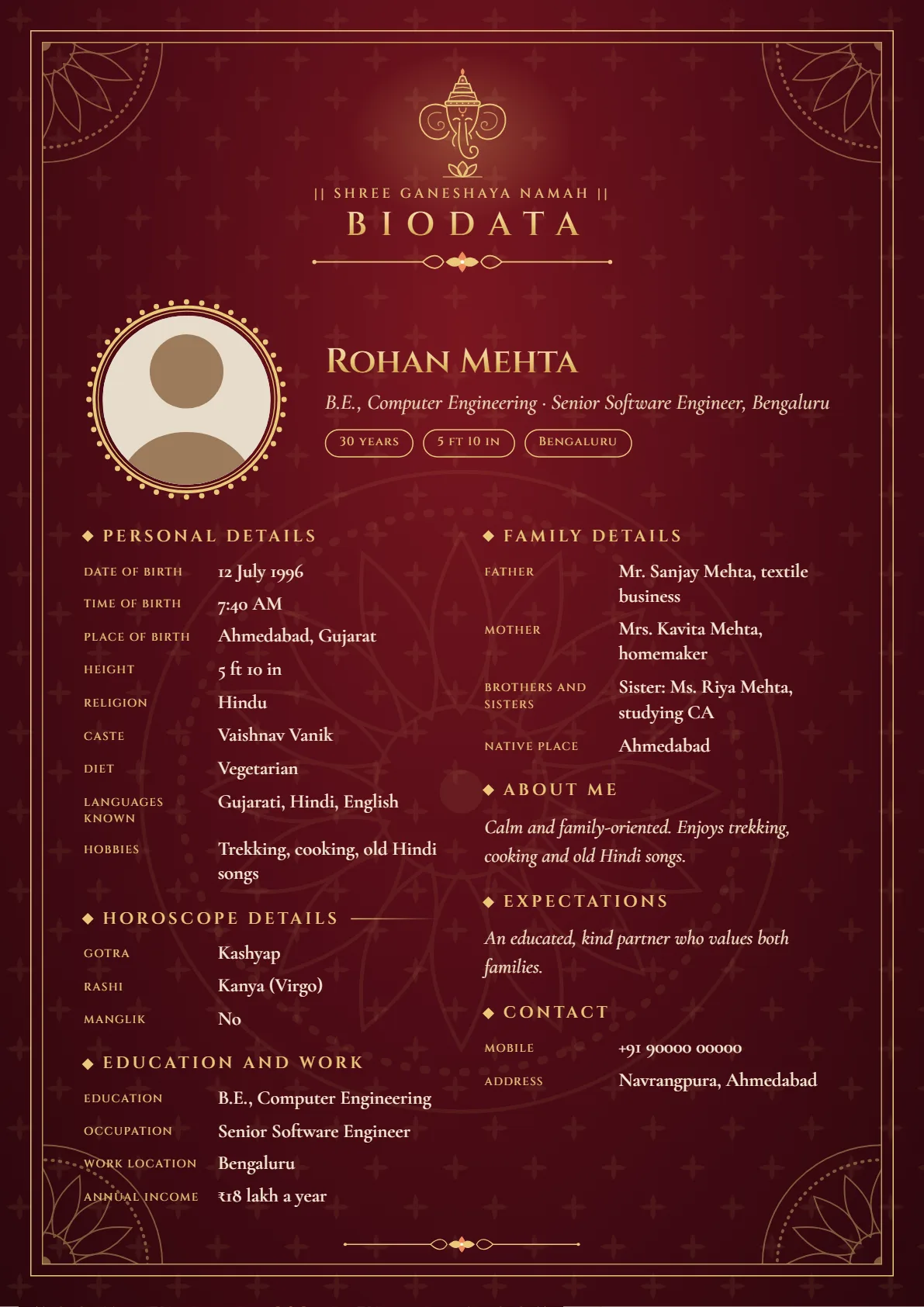 Shahi biodata design sample