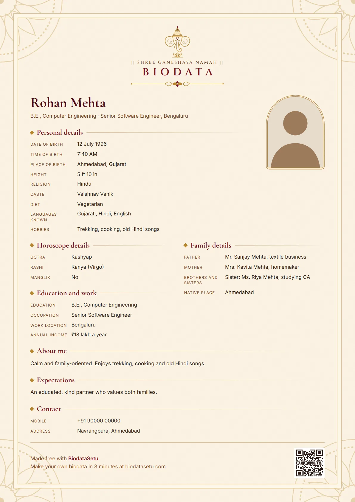 Saral Marriage Biodata Design | BiodataSetu